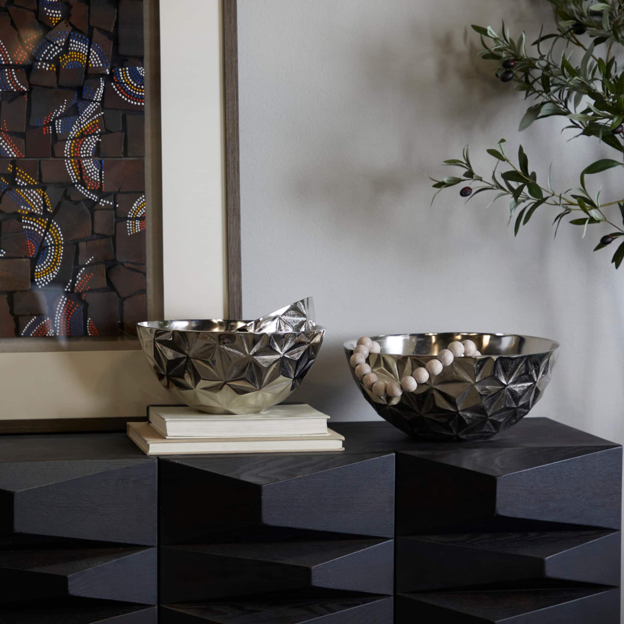 Metal Faceted Decorative Bowl Set